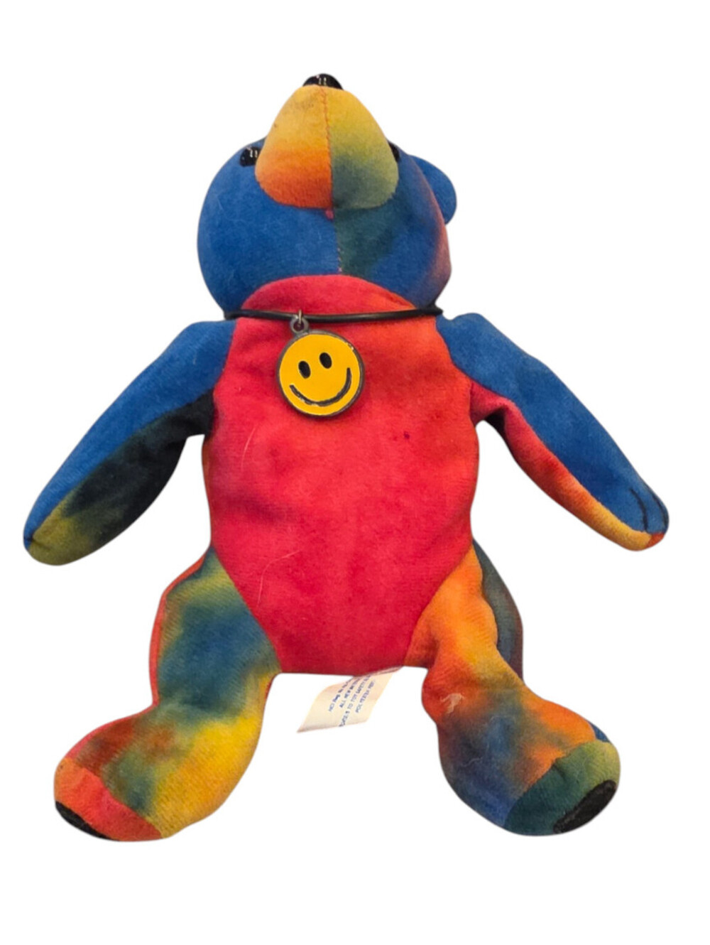 Vintage Y2K Plush Bean Bag Beanie Teddy Bear Tie Dye Hippie Boho w/ Necklace